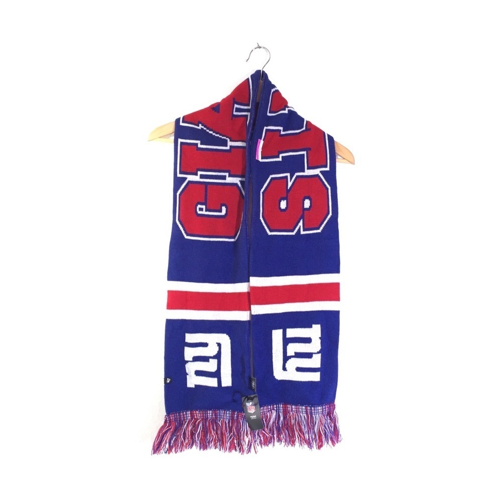 NFL NY Giants Football Team Red White Blue Knit Fringe Scarf NWT